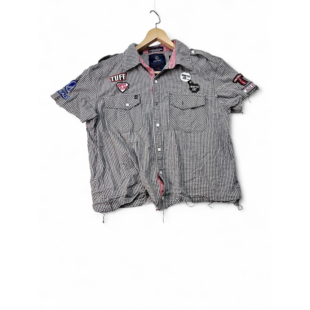 Epic Hero Men's XL Short-Sleeve Patchwork Button-Down Shirt